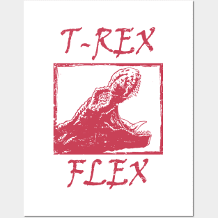 T-Rex Flex Dino Distressed Retro Red Posters and Art